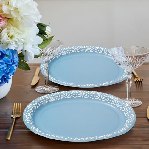 Whaline 50 Pcs Cielito Lindo Paper Plates 12 x 10 Inch Blue Platos De Barro Mexicanos Disposable Dinner Plates Mexico Fiesta Party Supplies for Baby Shower Wedding Decor - Image 6