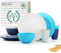 Homienly Premium Wheat Straw Dinnerware Sets, Plates and Bowls Sets,Cups,Alternative to Plastic Plates Service for 4, Dishwasher and Microwave Safe 16 PCS Dish Sets for Home,Camping - Island by HOMIENLY