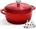 Enameled Cast Iron Dutch Oven Pot With Lid - AIVIKI 5QT Dutch Oven for Bread Baking With Cotton Potholders - Heavy-Duty Cookware for Braising, Stew, Roasting, Oven Safe up to 500°F, Red by AIVIKI