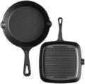 Pre-Seasoned Cast Iron skillets,2 Piece Durable Pots and Pans Set with Handle Covers for Grill, BBQ, Camping Fire, Stovetop, Kitchen and Camping Cookware by YIYOBEATFO