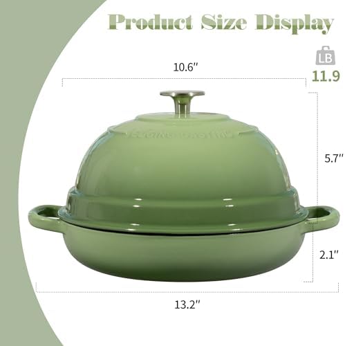 EDGING CASTING Enameled Cast Iron Dutch Oven Pot with Lid, Round Bread Oven for Homemade Sourdough Bread Baking, 6 Quart, Pistachio Green - Image 3