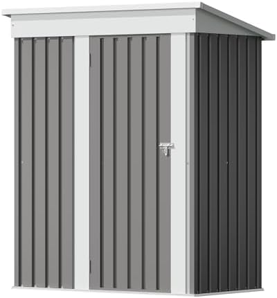 Flamaker 5x3 FT Storage Shed Waterproof Metal Garden Shed with Lockable Door Utility Tool Shed Outdoor Storage for Backyard, Patio and Lawn, Grey by Flamaker