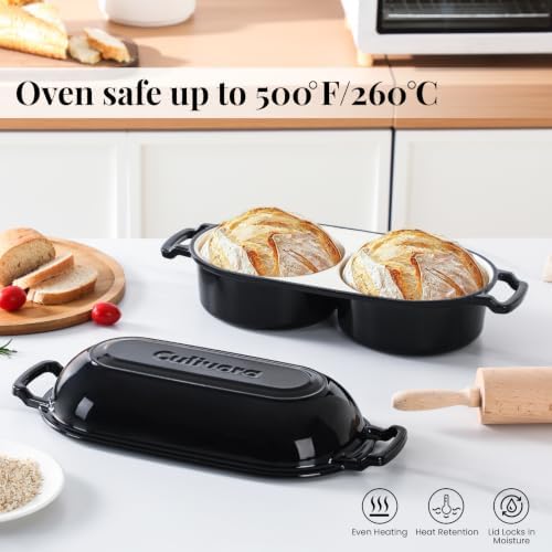 Cast Iron Double Dutch Oven, Mini Enamel Sourdough Bread Pan with Lid - Image 4