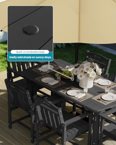 Ciokea HDPE Outdoor Patio Dining Table, All-Weather Furniture, Black - Image 5