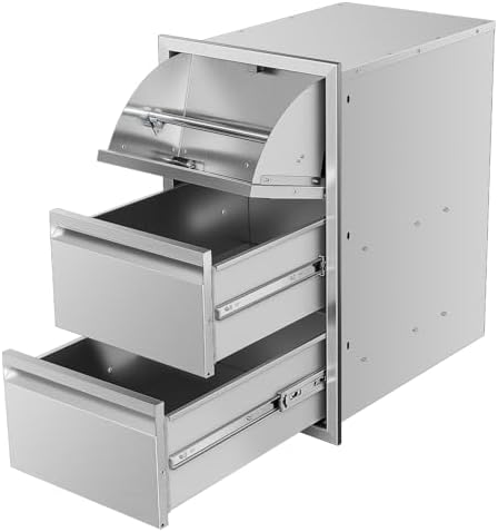 Outdoor Kitchen Drawers 15W x 26H x 22D Inch, Flush Mount Access BBQ Island Drawers for Outdoor Kitchens or Patio Grill Station by KODOM
