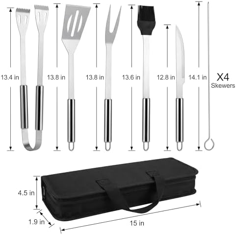 9-Piece BBQ Grill Tool Set, Stainless Steel with Storage Bag - Image 2