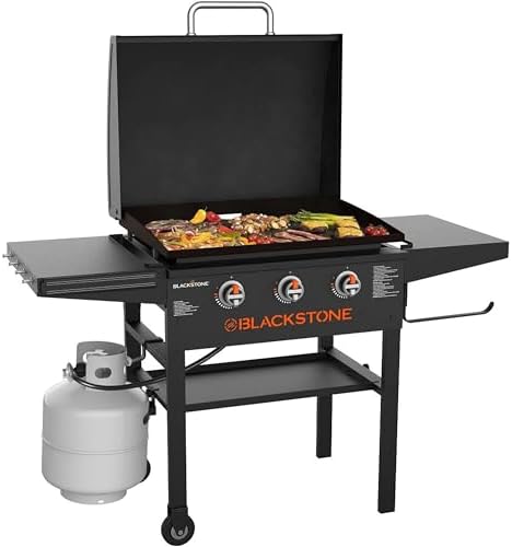 28 Inch Blackstone Griddle 2080 Original 3-Burner XL Griddle with Hood and Side Shelves Outdoor Flat Top Grill by Unknown