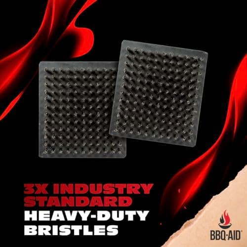 BBQ-Aid Grill Brush and Scraper for Barbecue – Grill Brush for Outdoor Grill with Extended, Large Wooden Handle and Replaceable Stainless Steel Bristles Head –No Scratch- BBQ Grill Brush for Any Grill - Image 3
