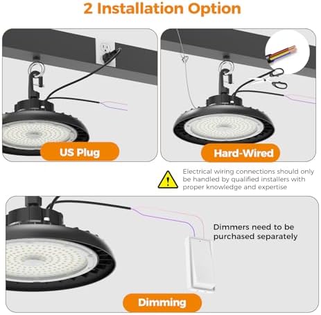 AIKVSXER 180W UFO High Bay Light 32400LM 6000K, 1-10V Dimmable Shop Lights - Image 5