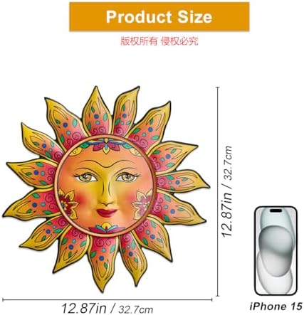 Metal Sun Wall Decor - Sun Flower Wall Art Decoration,Hanging Decoration for Home Garden Farmhouse Yard Patio Fence Living Room Bedroom - Image 3