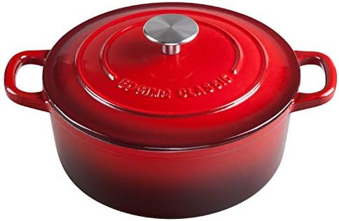 EDGING CASTING Enameled Cast Iron Dutch Oven, 5.5 Quart, Round Dutch Ovens Pot with Dual Handle for Bread Baking, Dutch Ovens with Lid, Bread Oven, Red by EDGINGCOOKWARE