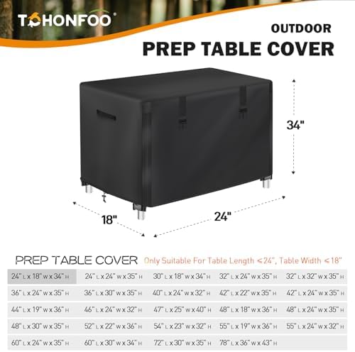 TOHONFOO Outdoor Prep Table Cover Waterproof for Grill Cart,24x18x34in - Image 2
