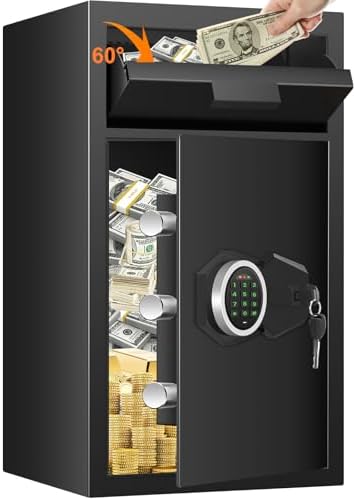 2.7 Cubic Drop Slot Safes for Money Jewelry, Drop Safe for Business with Combination Lock and Key, Mute Function,Depository Safe for Money Jewelry Home Business Office by Sanfnz