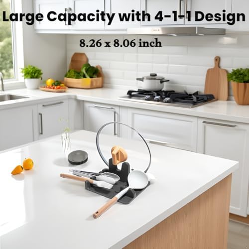 AUOON Silicone Utensil Rest with Lid Holder, Large, Gray - Image 6