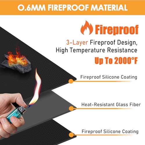 Fireproof Grill Heat Shield for Deck Railing/Wall, 10'x3', Black - Image 2