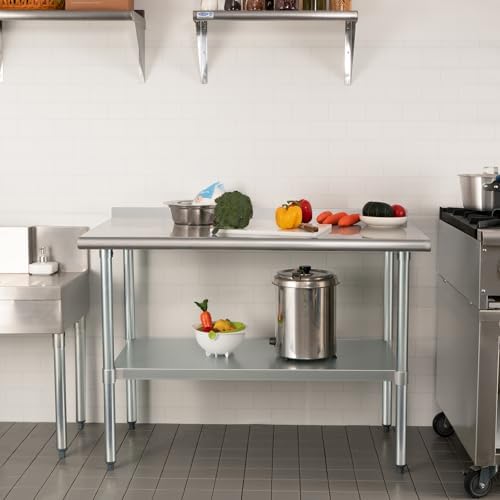HARDURA Stainless Steel Prep & Work Table 30 x 48 Inches Backsplash - Image 7