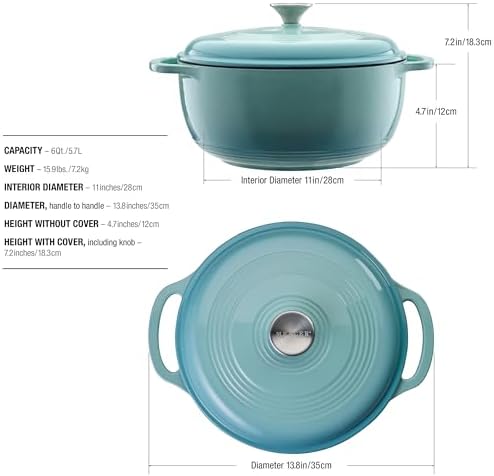 Mercer Culinary Enameled Cast Iron Round Dutch Oven, 6 qt., Aqua - Image 5