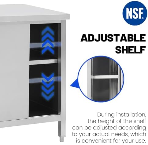 Hally Stainless Steel Cabinet 30"x60" Commercial Heavy Duty Prep Workbench - Image 4