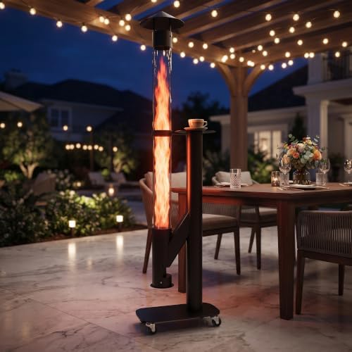 Patio Pellet Heater, 71.2" H Outdoor Wood Pellet Heater Smokeless Fire Pit by UrGROWA
