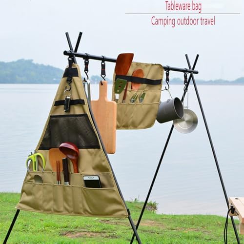 Portable Camping Kitchen Organizer – Hanging Triangle Utensil Storage Bag for Outdoor Cooking, Picnic & BBQ Accessories - Image 2