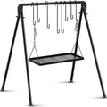 Rossesay Grill Swing Campfire Stand Campfire Cooking Equipment Adjustable Camping Accessories Cookware Hanging Rack with 8 Hooks and Portable Grill Stand for BBQ Picnic Outdoor Party by Rossesay