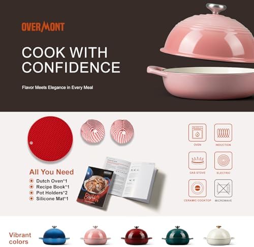 Overmont Enameled Cast Iron Dutch Oven, 6QT Bread Oven with Dome Lid Recipe - Image 6
