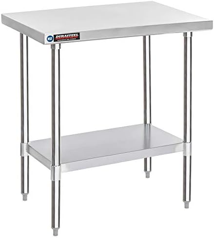 DuraSteel 30x36 Stainless Steel Work Table - NSF Commercial Prep Metal Table - Outdoor Pizza Oven Stand w/Under Shelf - Kitchen Island Laundry Utility Garage Microwave Stand Large Rolling Storage Cart by DuraSteel