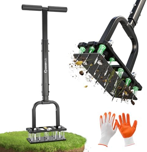 Sakerplus Aerator Lawn Tool, Spike Lawn Aerator with Self-Cleaning Tines - Image 2