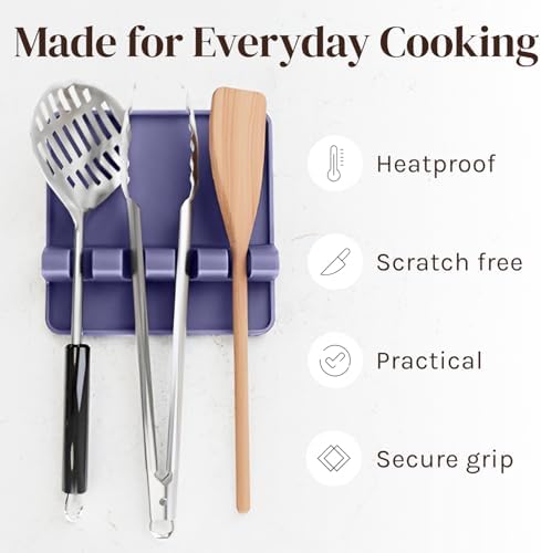 2 Pack Purple Silicone Spoon Rest for Stove Top Kitchen Spoon Holder Set - Image 5