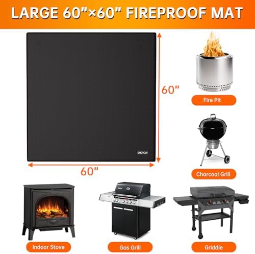 ENGPOW Large 60 x 60 inches Under Grill Mat for Outdoor Grill, Double-Sided Fireproof Indoor Fireplace Mat Fire Pit Mat, Oil-Proof Waterproof BBQ Mat for Deck Patio Lawn,Reusable and Easy to Clean - Image 3