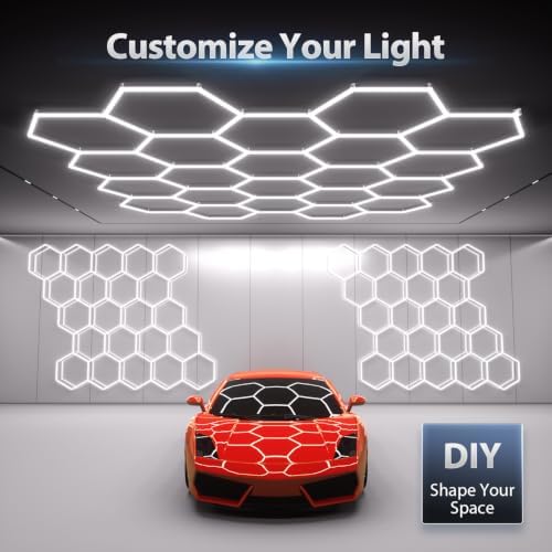 Hexagon Garage Lights: 581W 83 Pack 22 Grids LED Garage Lights - Easy Install 6500K Super Bright Honeycomb Light for Warehouse, Car Detailing Shop, Exhibition Hall, Gym - Image 4