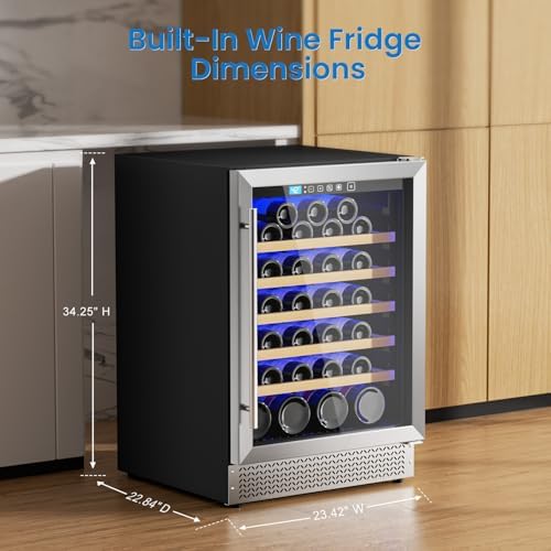 24 Inch Wine Fridge, 54 Bottles Wine Refrigerator with Glass Door Built-in or Freestanding, Under Counter Wine Fridge Quick Cooling&Low Noise-Kitchen Bar Office - Image 6