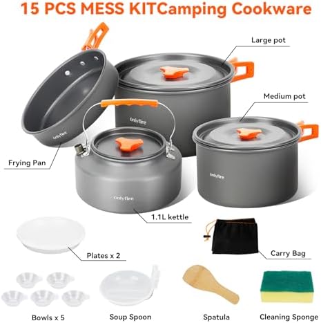 14pcs Camping Cookware Set, Portable Camping Utensil Accessory, CT604 - Image 3