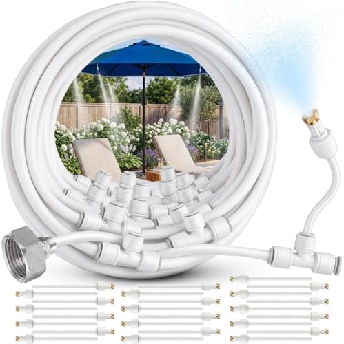 CARPATHEN Misters for Outside Patio with Flexible Rod Nozzles, 75 ft, White by Carpathen-ExpertIrrigationsforNourishingGardens