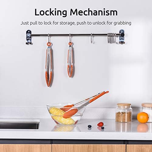 U-Taste Kitchen Tongs for Cooking, 600ºF Heat-Resistant Tps, 3Pcs/Orange - Image 5