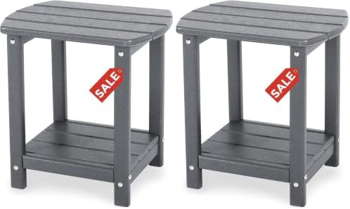 Adirondack Square Outdoor Side Table,2-Tier Storage Patio Side Table, HDPE End Tables for Backyard Pool Porch Garden Lawn (Pack of 2) by GARDENSTAR