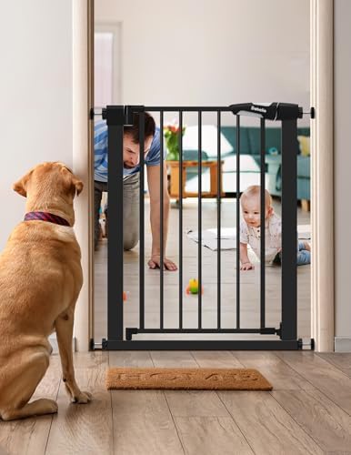 Bebelio 26–28.5" Narrow Baby Gate, No Driiling, PressGuard P7, Black - Image 2