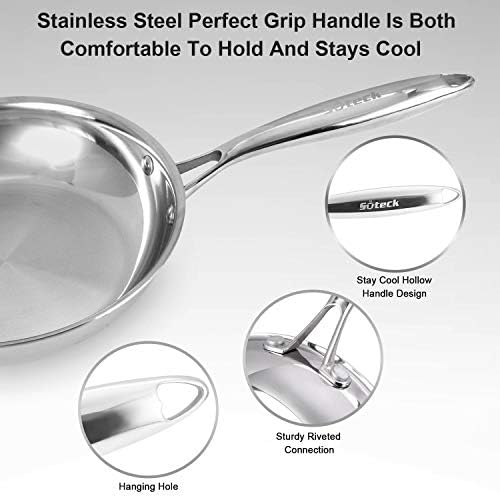 Suteck Tri-Ply 304 Stainless Steel Frying Pan Set, 8 & 10 Inch 2 Piece - Image 6
