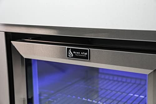 Mont Alpi Premium 38"W x 23"D x 46"H Black Stainless Steel Outdoor Beverage Center Module with 2.7 Cu. Ft. Glass Door Refrigerator + Faucet & Sink Combo + Storage Cabinet + White Granite Countertops - Image 4