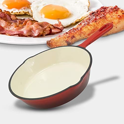 EXCELSTEEL 3 Pc Cast Iron Skillet Set w/Red Enamel Coating, Perfect for Home Stovetop and Delicious Outdoor Cooking Skillet Set - Image 2