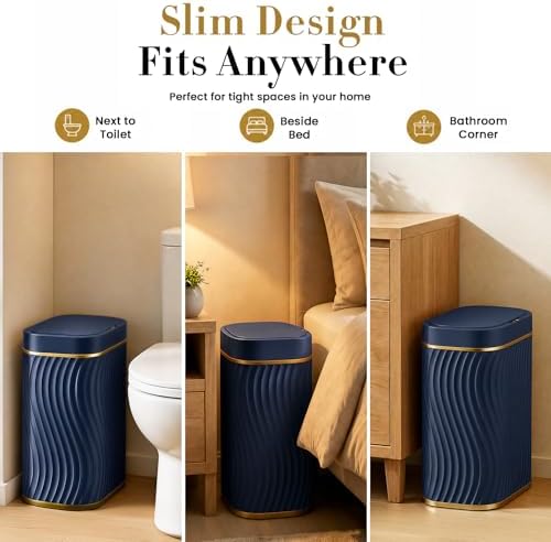 Ogikey Bathroom Small Trash Can with Automatic Touchless Lid, 2.6 Gallon Smart Garbage Can Narrow Waterproof Trash Bin for Bedroom, Office, Living Room - Image 4
