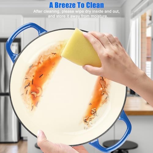 CUKOR Dutch Oven for Sourdough Bread Baking, 7QT Enameled Cast Iron Dutch Oven with Lid, Heavy-Duty Bread Baking Pot for Stovetop & Oven, 500°F - Image 5