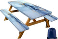 CAPSCEOLL Fitted Picnic Table Cover with Bench Covers 5ft - Blue Marble by CAPSCEOLL