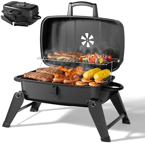 MASTER COOK Portable Charcoal Grill, Foldable Lightweight BBQ Grill with 330 sq.in. Cooking Area and Adjustable Air Vent Outdoor RV, Hiking, Camping, Patio, Tailgating by MasterCook