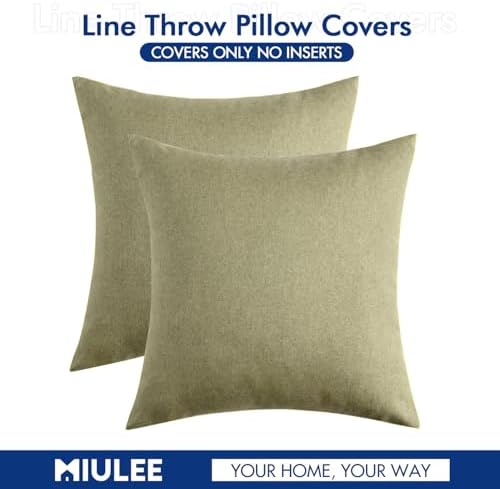 MIULEE Decorative Outdoor Pillow Covers Waterproof 20x20 Light Olive Green - Image 6