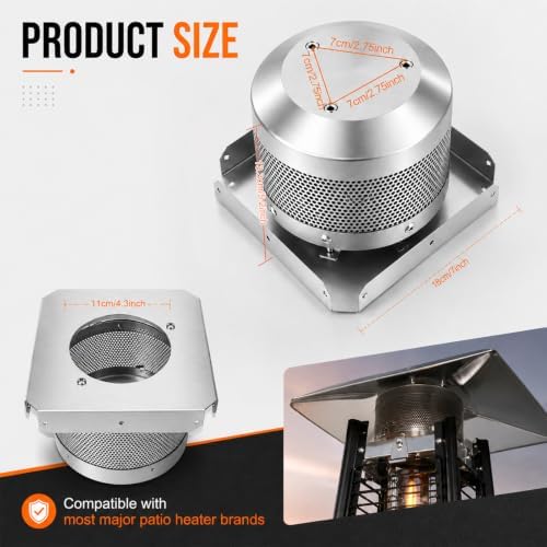 Patio Heater Emitter Screen and Base for 4-Sided Pyramid Glass Tube Heater - Image 2