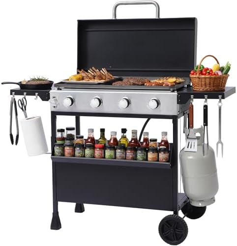 4-Burner Propane Gas Griddle with Removable Stand, 40,000 BTU by Dephet