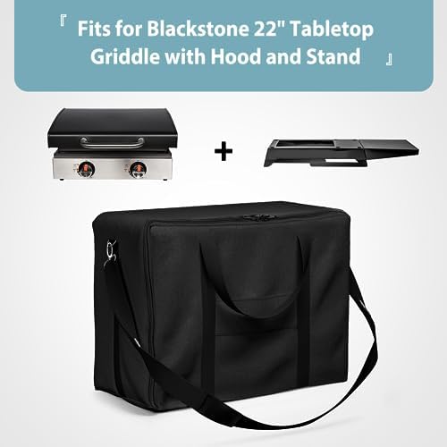SHINESTAR Griddle Carry Bag for Blackstone 17 Inch & 22 Inch Tabletop Grill with Hood and Stand, Portable Griddle Carry Bag for Travel, Heavy Duty 600D Waterproof Polyester, Black - Image 2