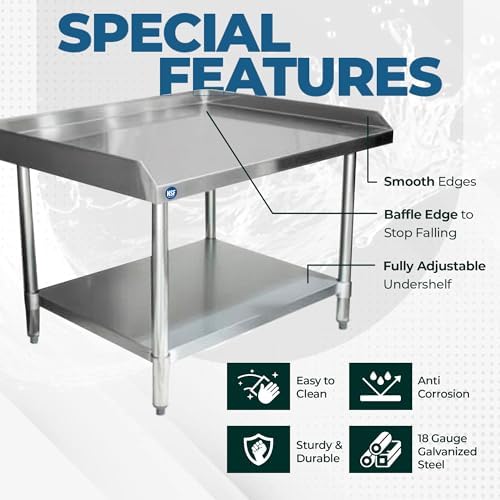 30" x 24" Stainless Steel Equipment Stand with Undershelf NSF - Image 4