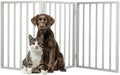 Pet Gate - 3-Panel Indoor Foldable Dog Fence for Stairs, Hallways, or Doorways - 54x24-Inch Retractable Wood Freestanding Dog Gates by PETMAKER (Gray) by PETMAKER